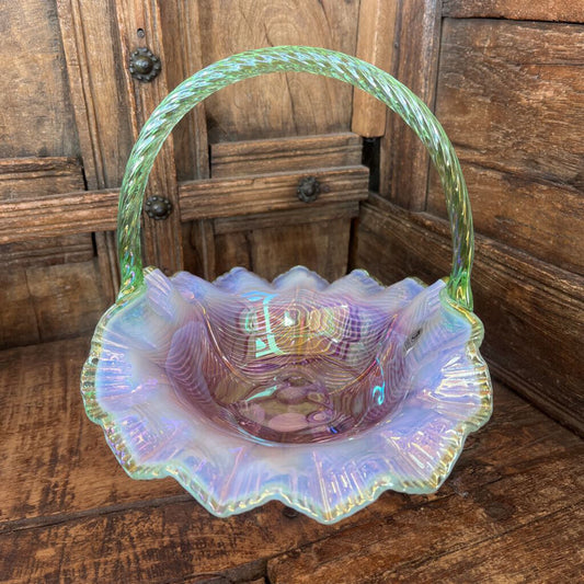Fenton 75th Anniversary Rose Milk Basket