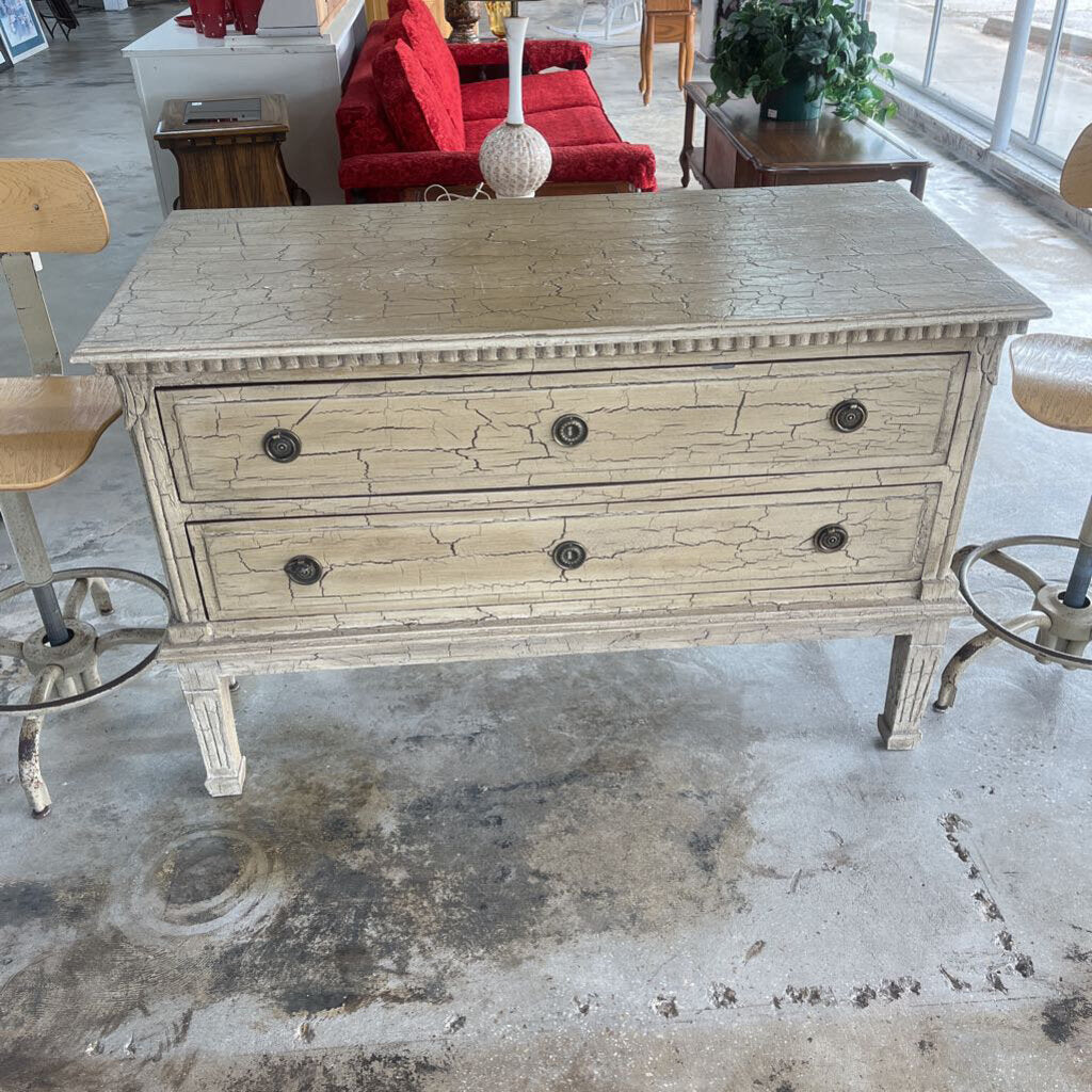 TWO DRAWER MULTIPURPOSE CRACKLE DRESSER/CONSOLE