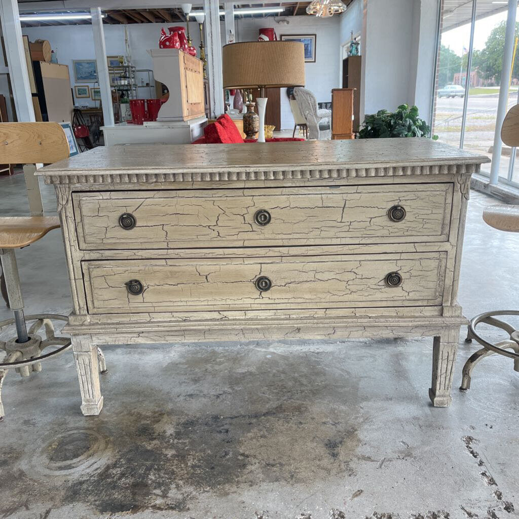 TWO DRAWER MULTIPURPOSE CRACKLE DRESSER/CONSOLE