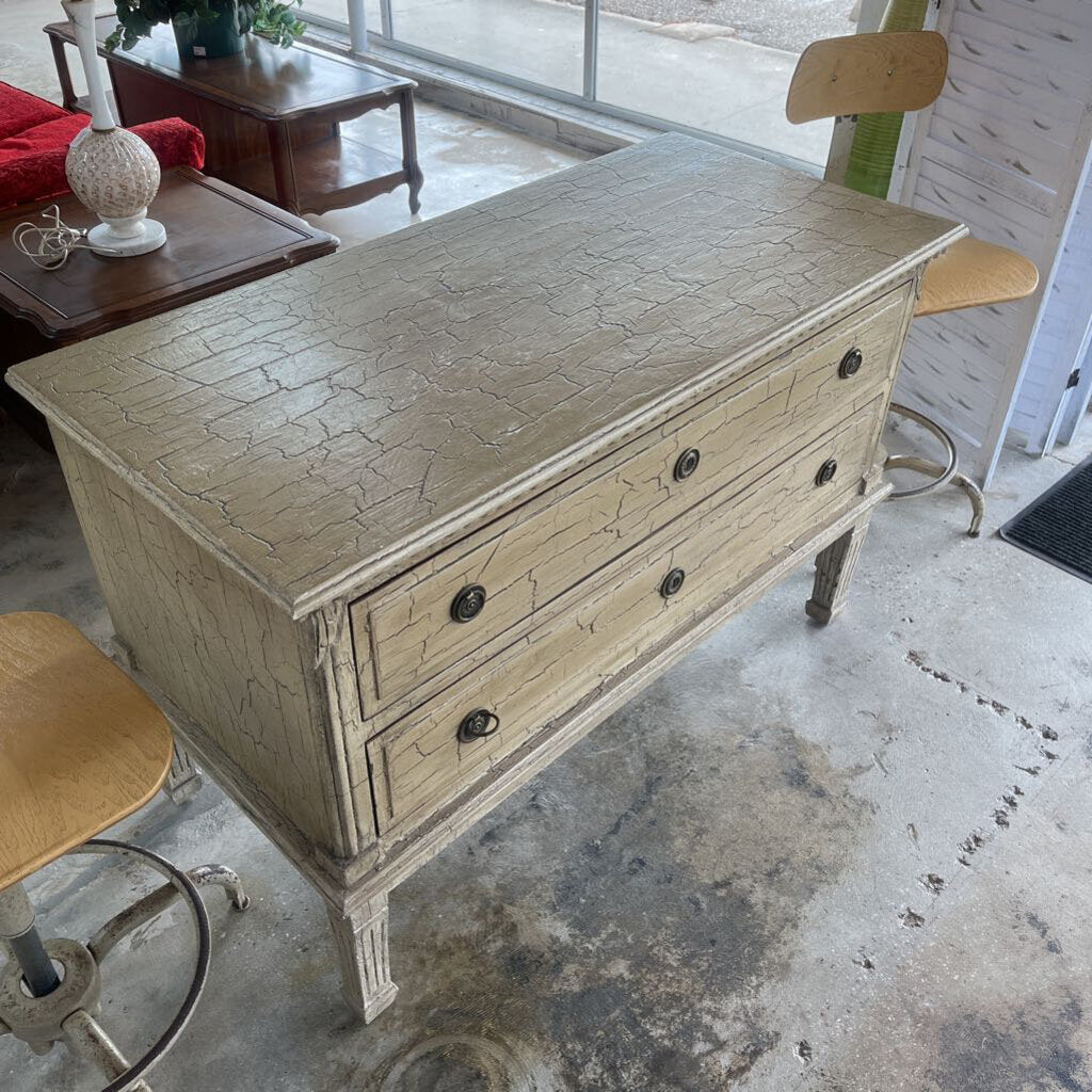 TWO DRAWER MULTIPURPOSE CRACKLE DRESSER/CONSOLE