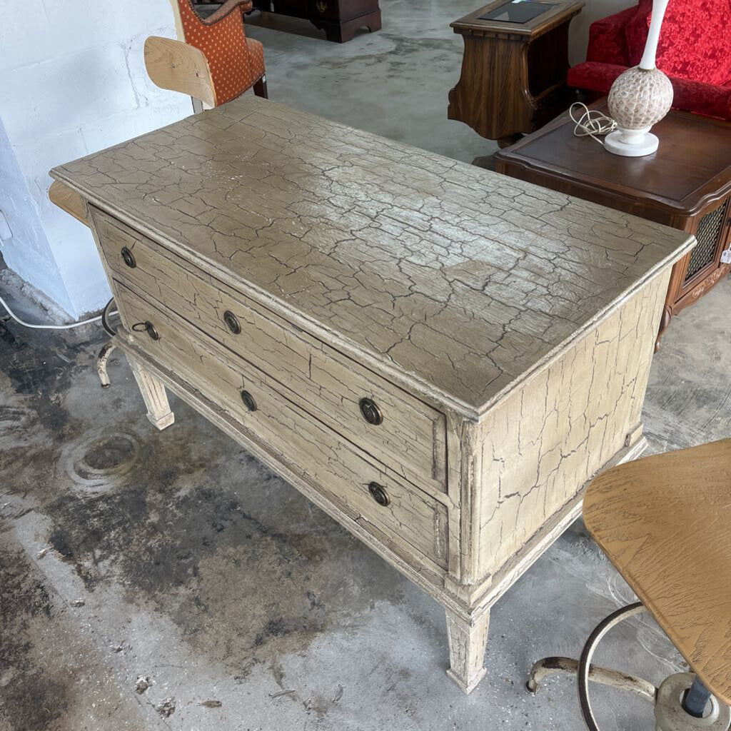 TWO DRAWER MULTIPURPOSE CRACKLE DRESSER/CONSOLE