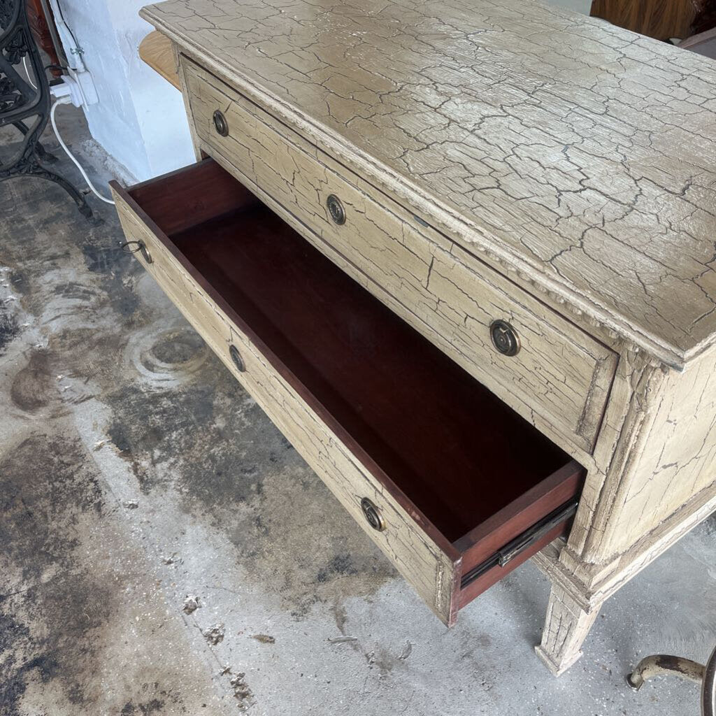 TWO DRAWER MULTIPURPOSE CRACKLE DRESSER/CONSOLE