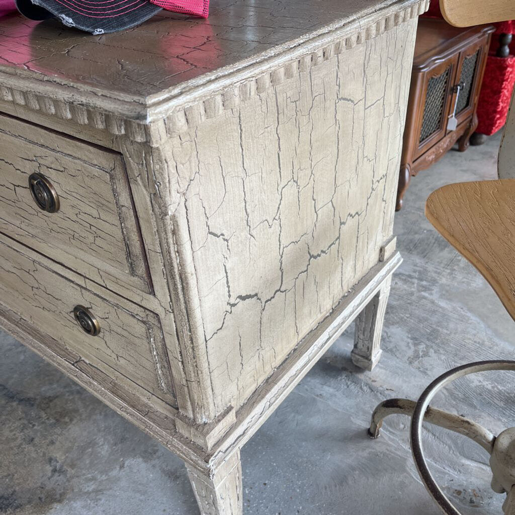 TWO DRAWER MULTIPURPOSE CRACKLE DRESSER/CONSOLE