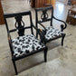 Pair Black His and Hers Animal Print Harp Chairs
