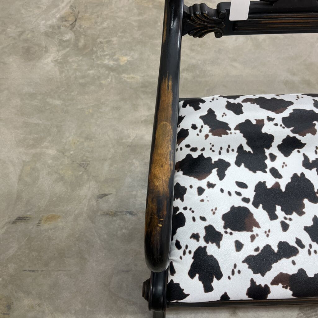 Pair Black His and Hers Animal Print Harp Chairs