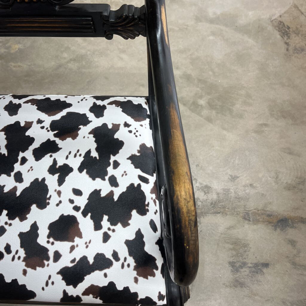 Pair Black His and Hers Animal Print Harp Chairs