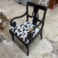 PAIR BLACK HIS AND HERS ANIMAL PRINT HARP CHAIRS