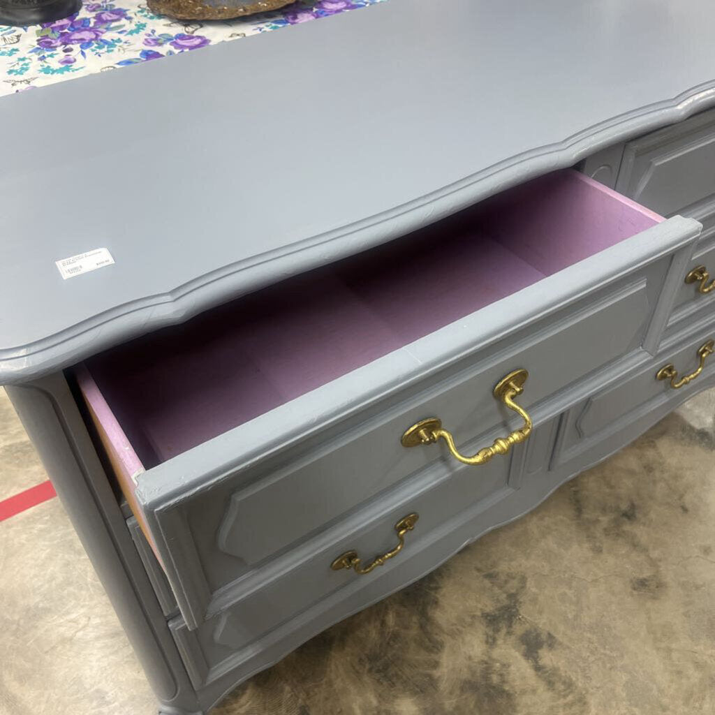 GREY 6 DRAWER FRENCH PROVINCIAL DRESSER