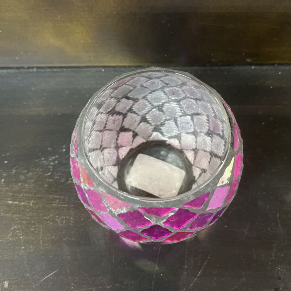 PURPLE MOSAIC GLASS CANDLE HOLDER