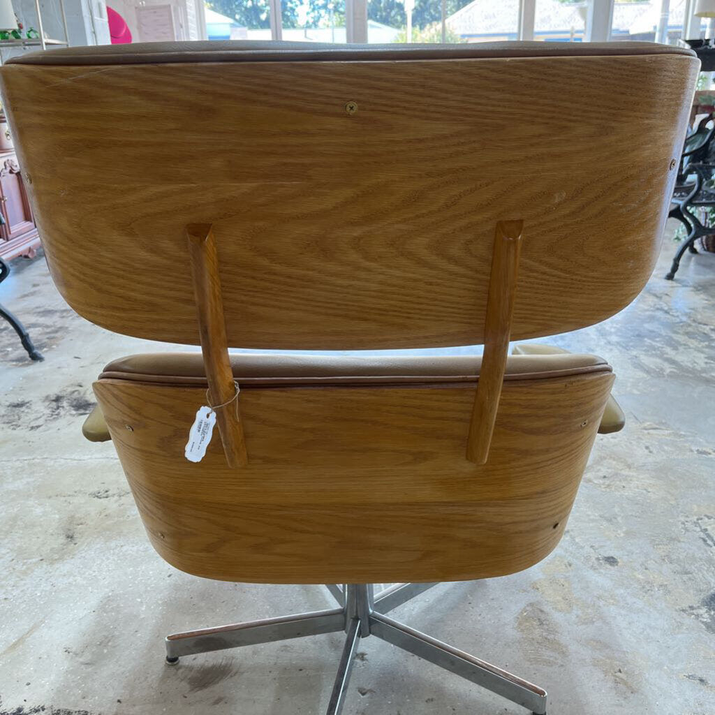 1960'S EAMES LEATHER CHAIR AND OTTOMAN