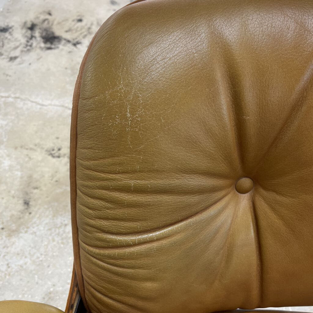 1960'S EAMES LEATHER CHAIR AND OTTOMAN