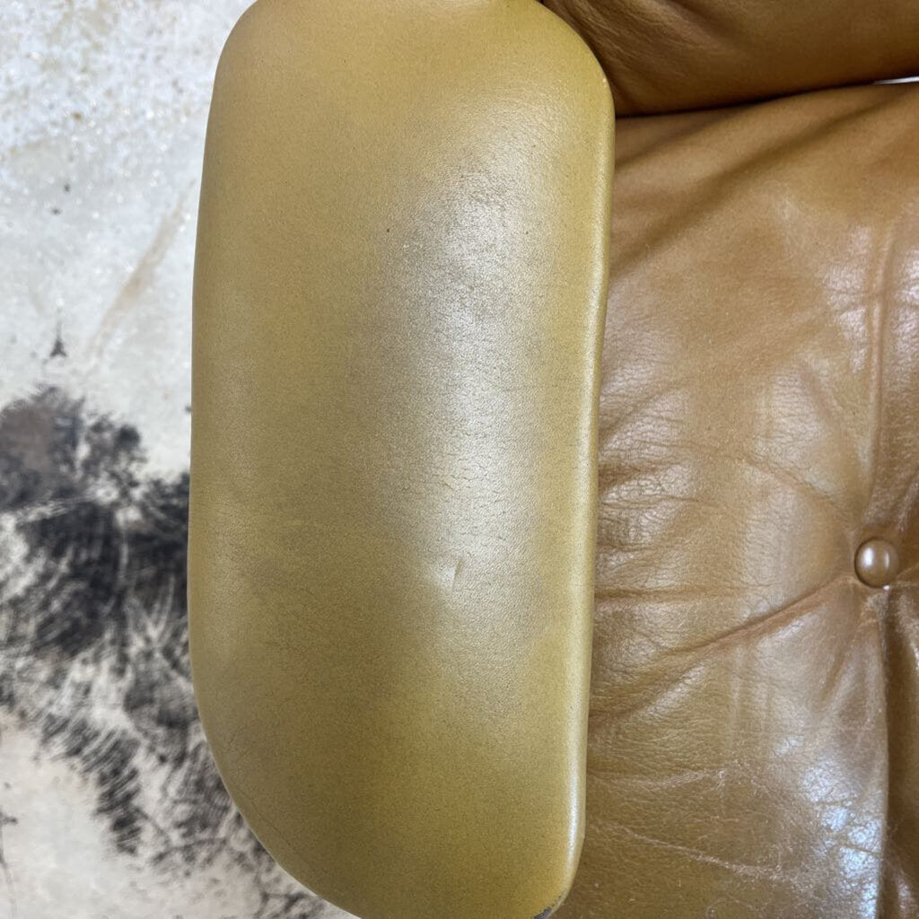 1960'S EAMES LEATHER CHAIR AND OTTOMAN