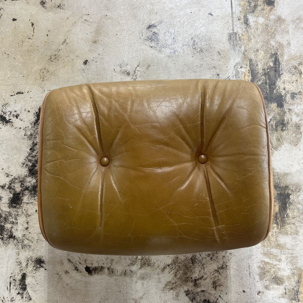 1960'S EAMES LEATHER CHAIR AND OTTOMAN