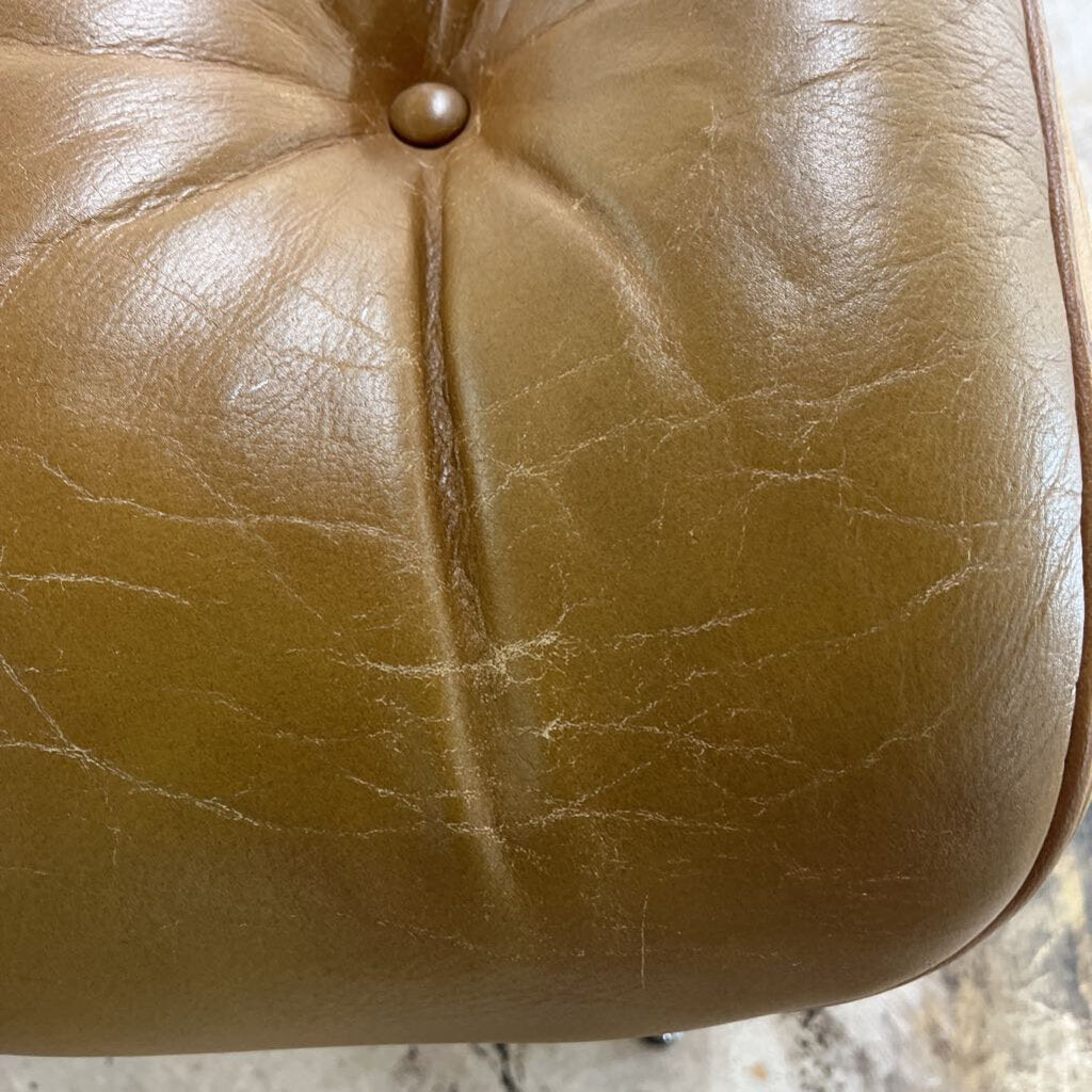 1960'S EAMES LEATHER CHAIR AND OTTOMAN