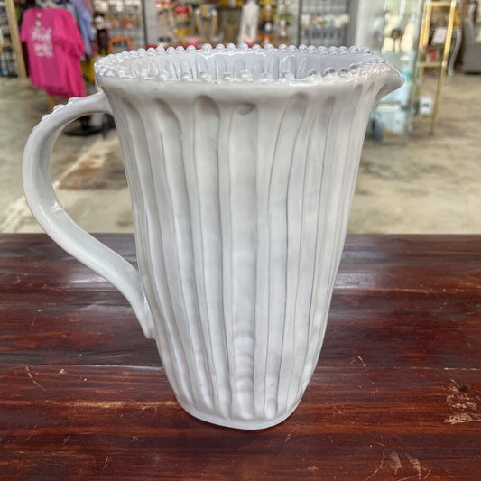 VIETRI INCANTO WHITE STRIPE PITCHER