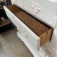 WHITE DISTRESSED SOLID WOOD 6 DRAWER CHEST OF DRAWERS