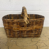 OLD WICKER HARVEST/SHOPPING BASKET