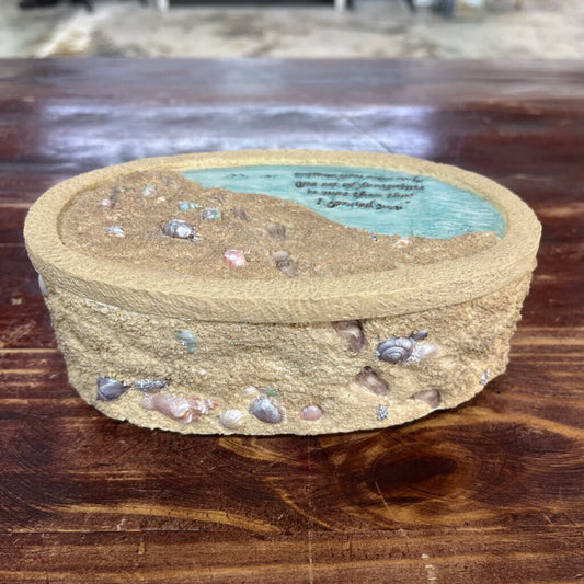 Vtg Footprints in Sand Musical Trinket/Jewelry Box