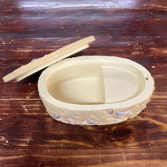 Vtg Footprints in Sand Musical Trinket/Jewelry Box