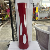 TALL RED & WHITE ART GLASS VASE