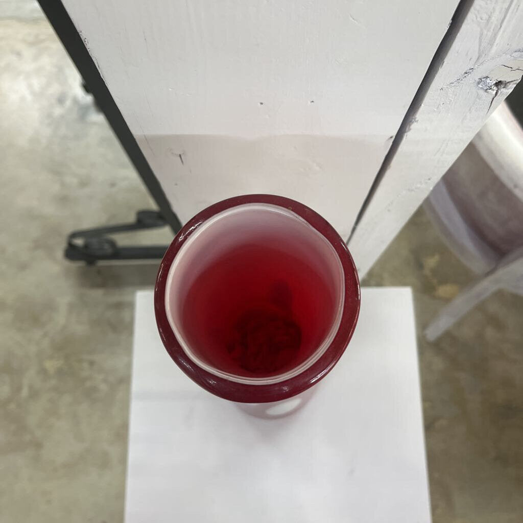 TALL RED & WHITE ART GLASS VASE