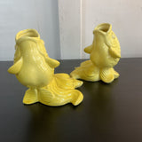 Pair Norleans Yellow Ceramic Fish Planters set