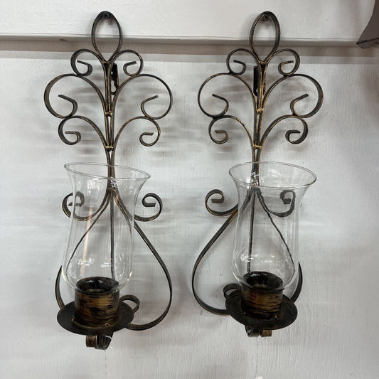 2 PC WALL SCONCE W/GLASS GLOBES SET