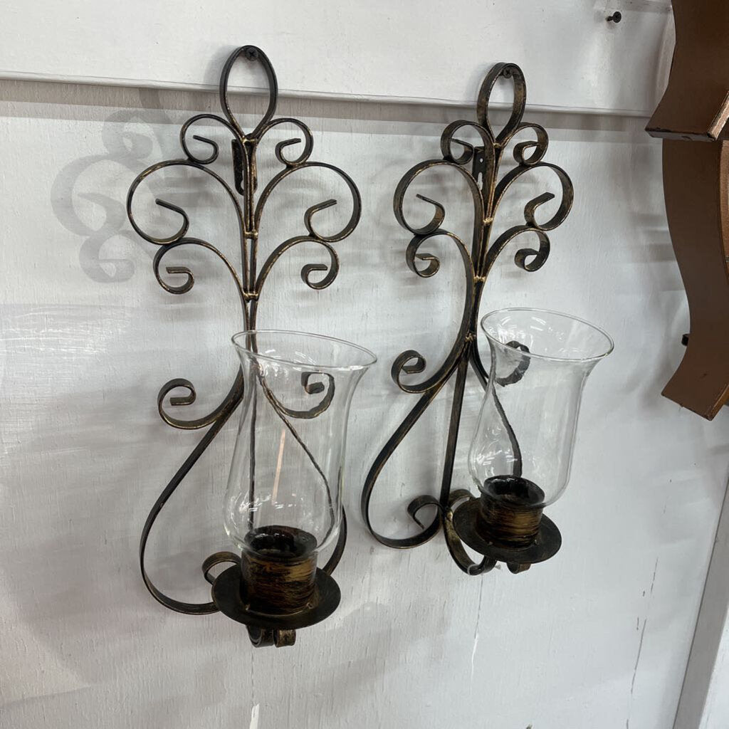 2 PC WALL SCONCE W/GLASS GLOBES SET