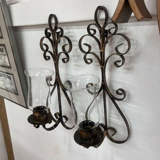 2 PC WALL SCONCE W/GLASS GLOBES SET