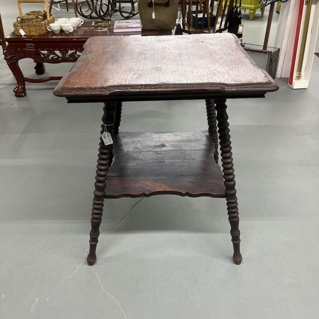 ANTIQUE TWO-TIER TABLE - PLEASE READ DESCRIPTION