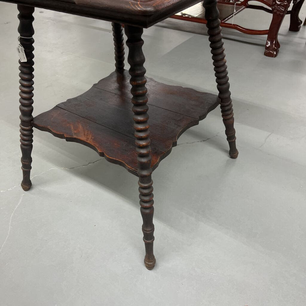 ANTIQUE TWO-TIER TABLE - PLEASE READ DESCRIPTION