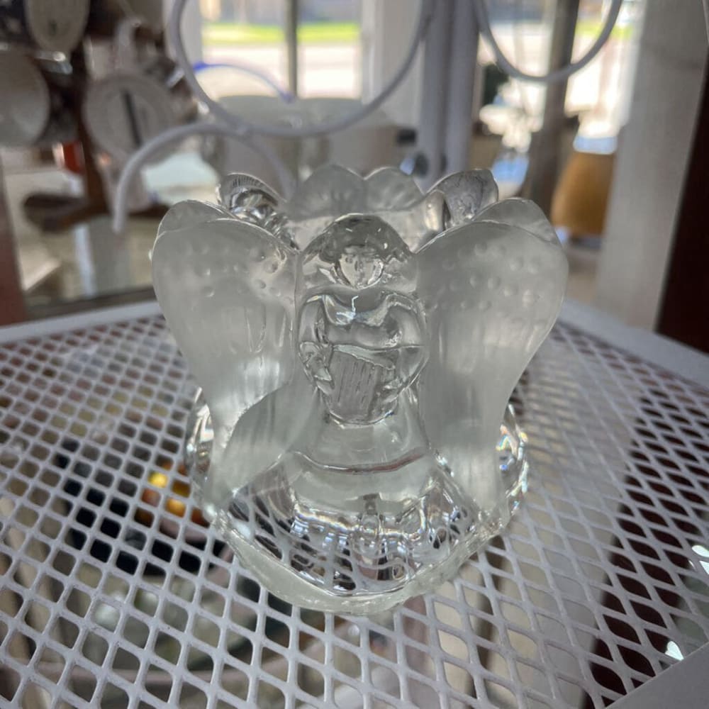 3PC CLEAR GLASS ANGEL CANDLE HOLDERS