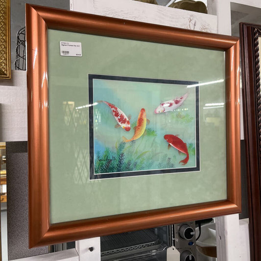 SIGNED FRAMED KOI ART