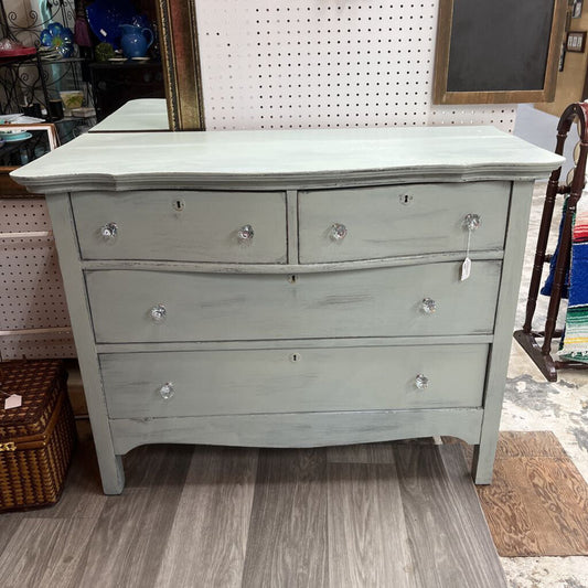 BOW FRONT 4 DRAWER SEA SPRAY COLORED DRESSER/BUFFET - PLEASE READ DESCRIPTION