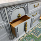GREY BASSET 9 DRAWER WOODEN DRESSER