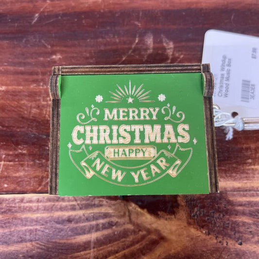 CHRISTMAS WINDUP WOOD MUSIC BOX