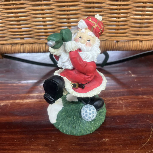 GOLFING SANTA FIGURINE