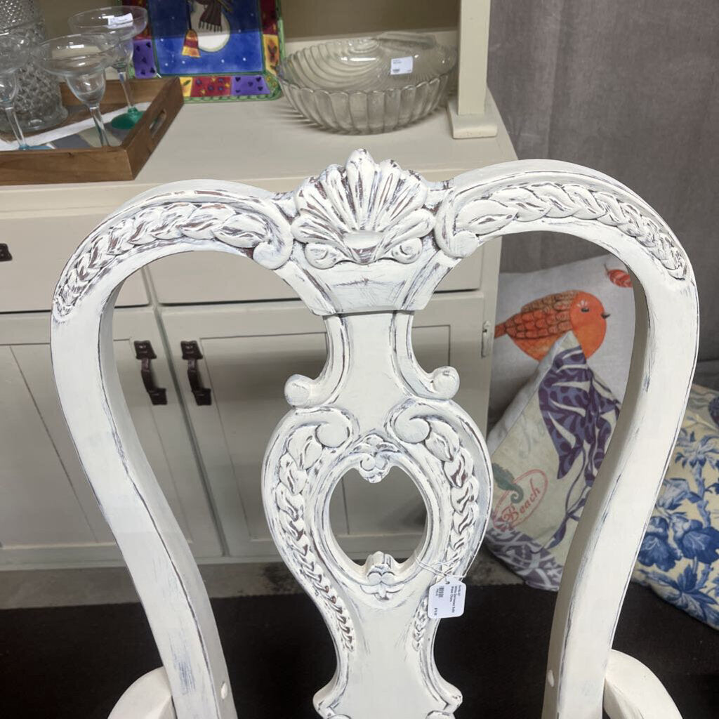 WHITE DISTRESSED SOLID WOOD CHAIRS - PLEASE READ DESCRIPTION