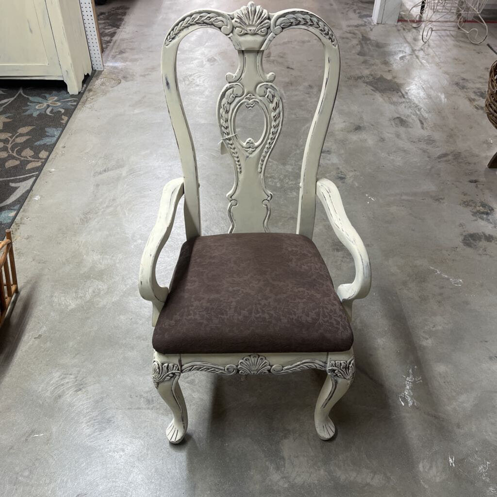 WHITE DISTRESSED SOLID WOOD CHAIRS - PLEASE READ DESCRIPTION