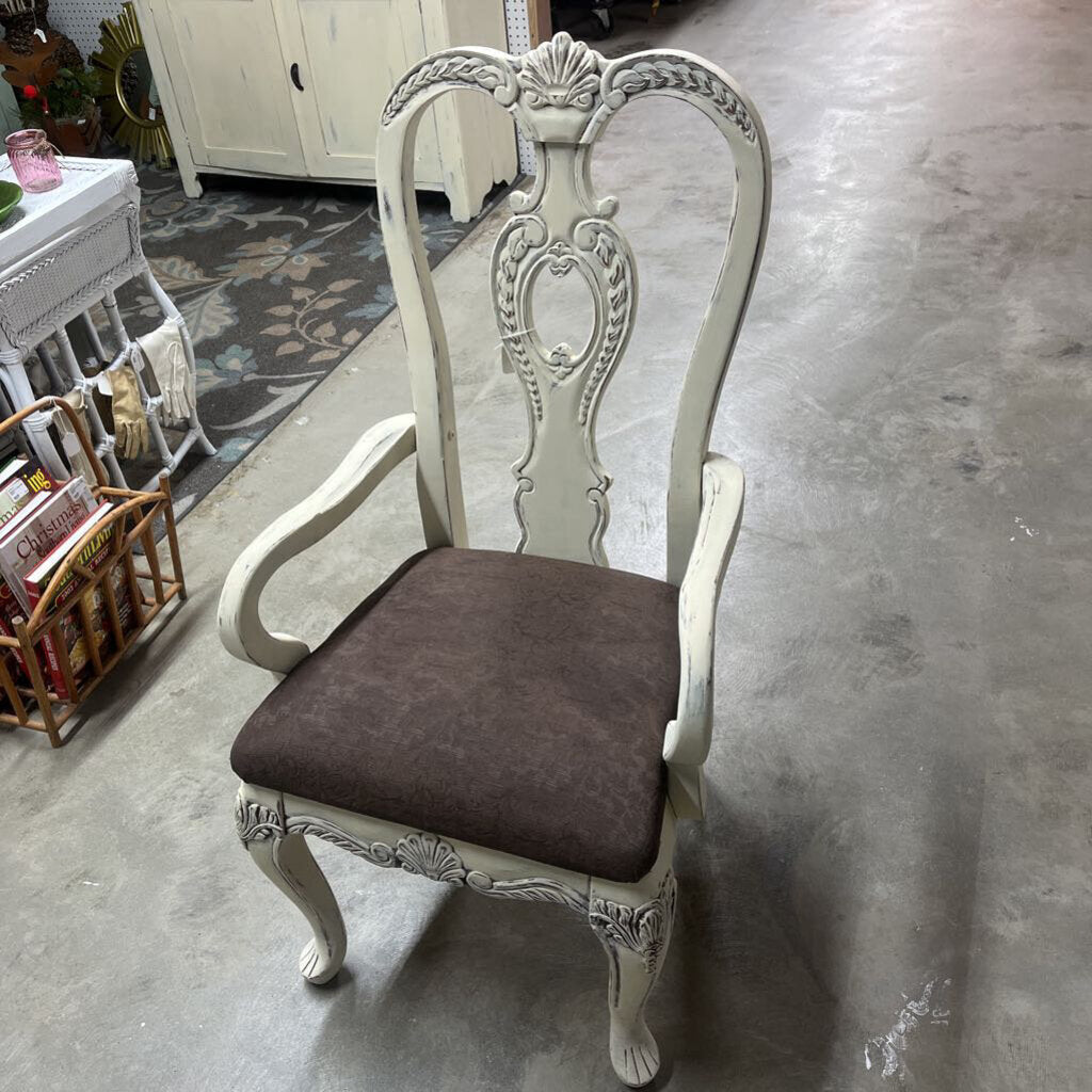 WHITE DISTRESSED SOLID WOOD CHAIRS - PLEASE READ DESCRIPTION