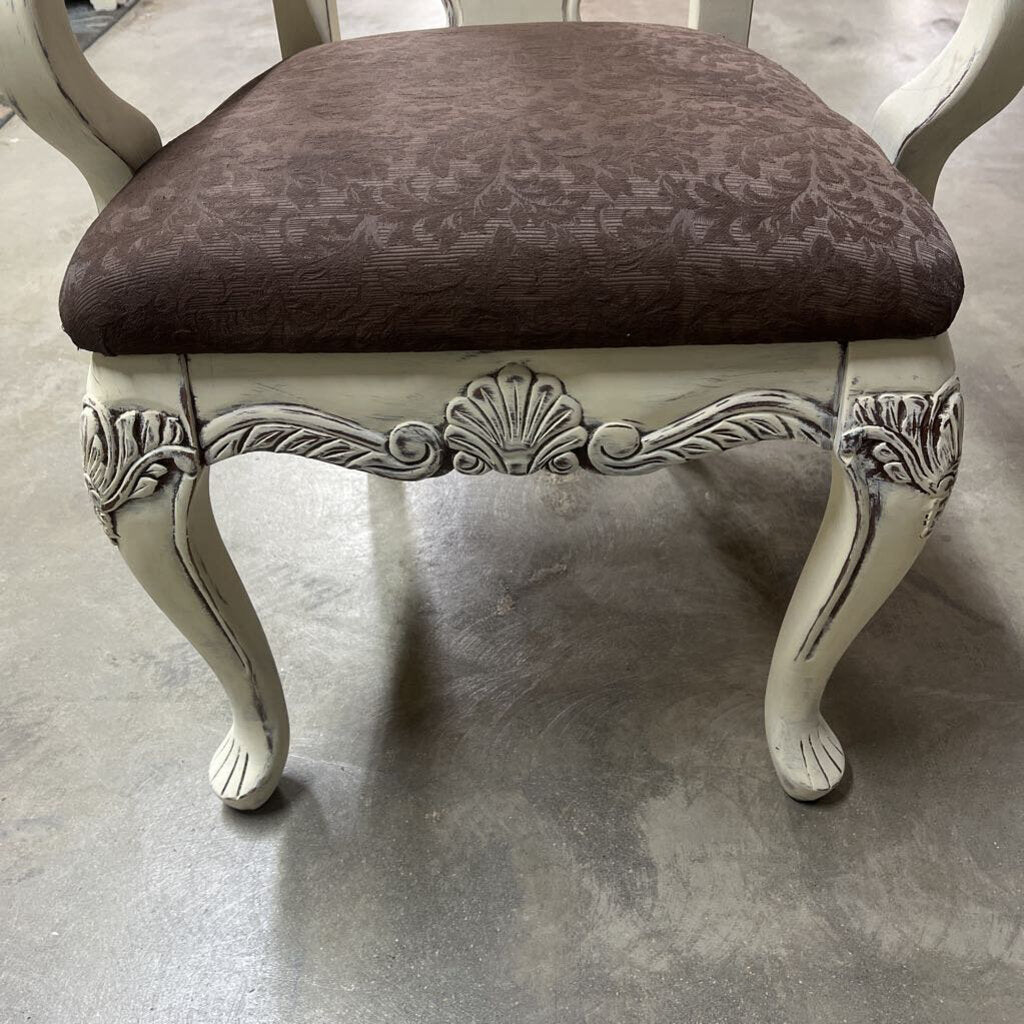 WHITE DISTRESSED SOLID WOOD CHAIRS - PLEASE READ DESCRIPTION