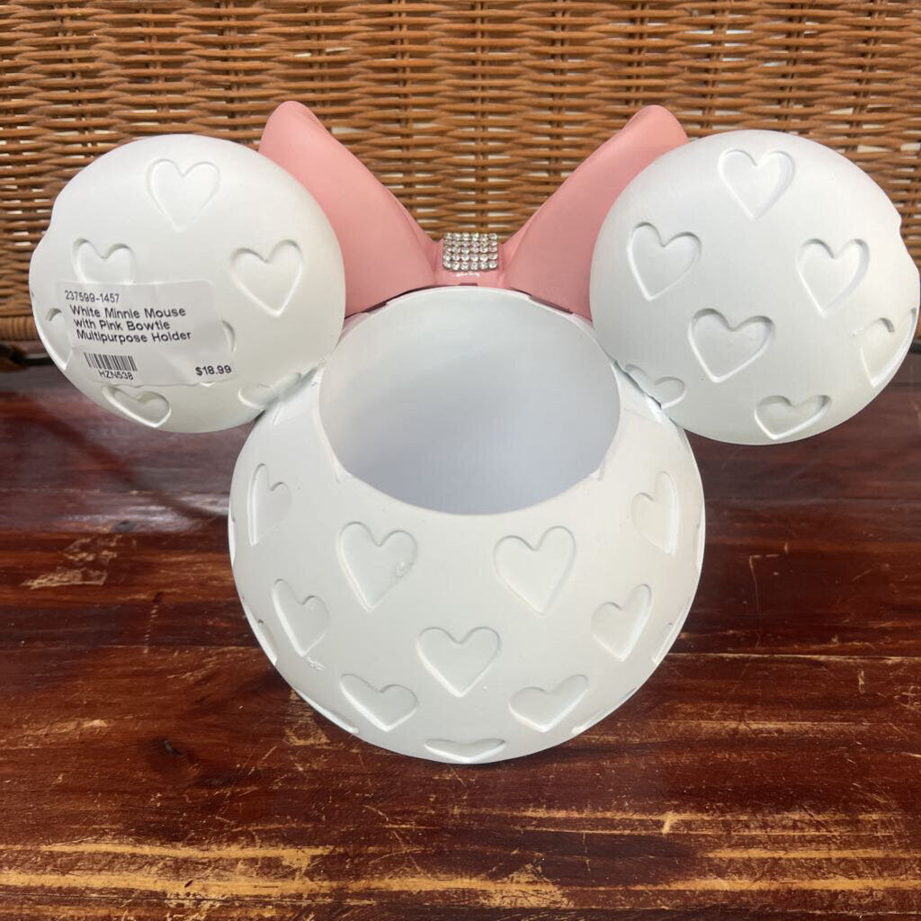 WHITE MINNIE MOUSE WITH PINK BOWTIE MULTIPURPOSE HOLDER