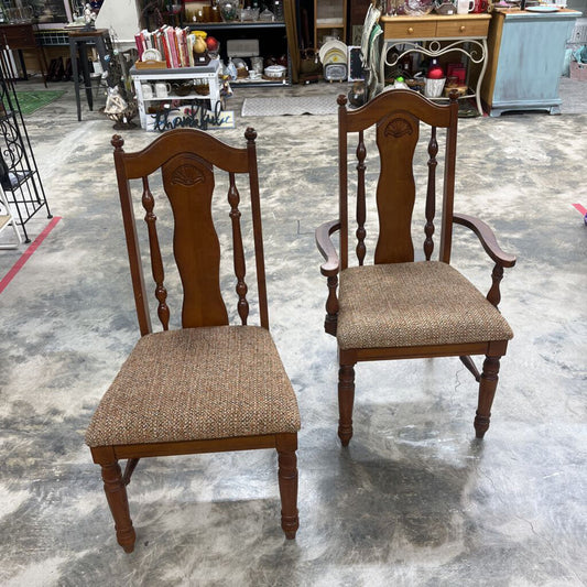 TWO SOLID WOOD CHAIRS (SOLD AS A PAIR)