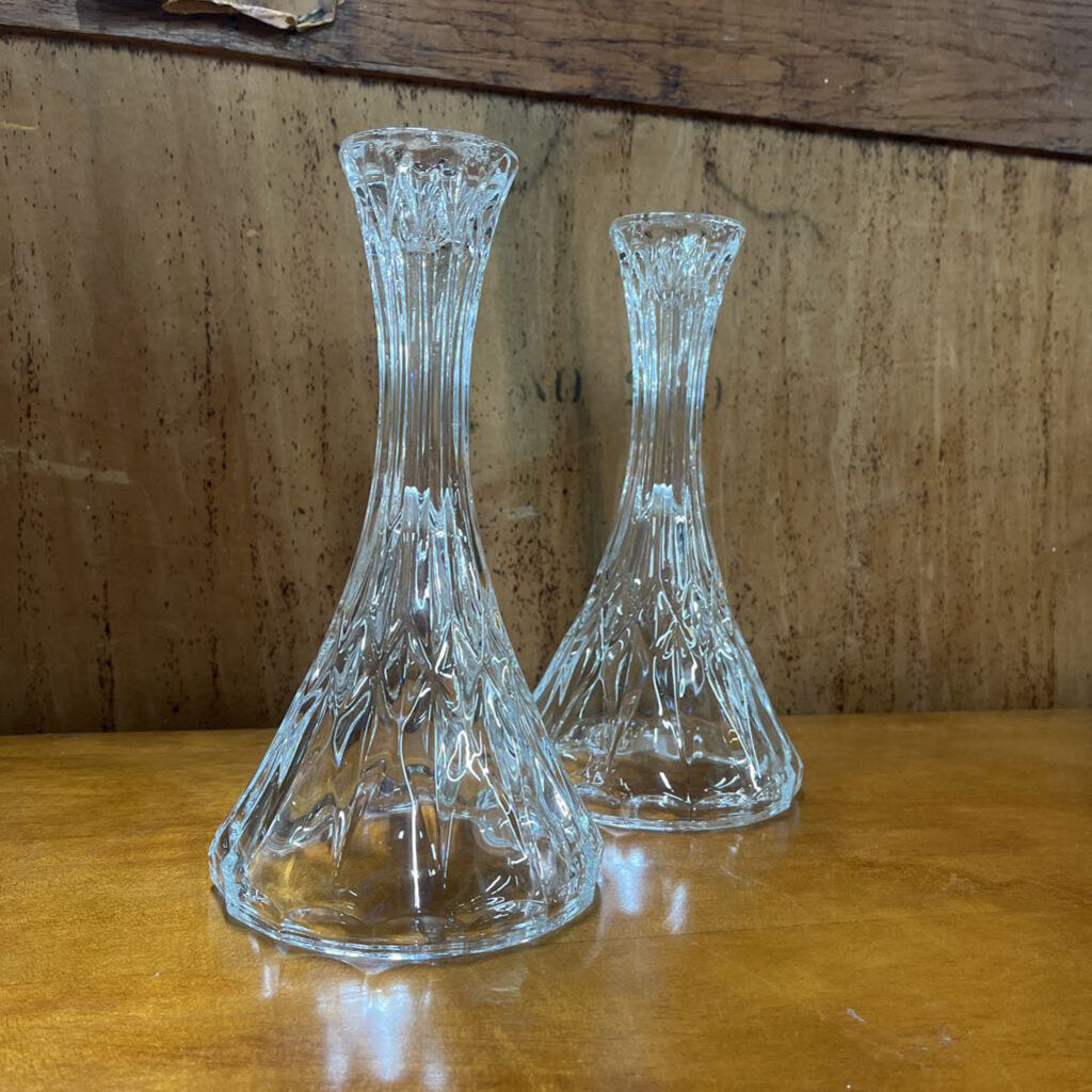 Pair of Vintage Elegant Crystal Candle Holders