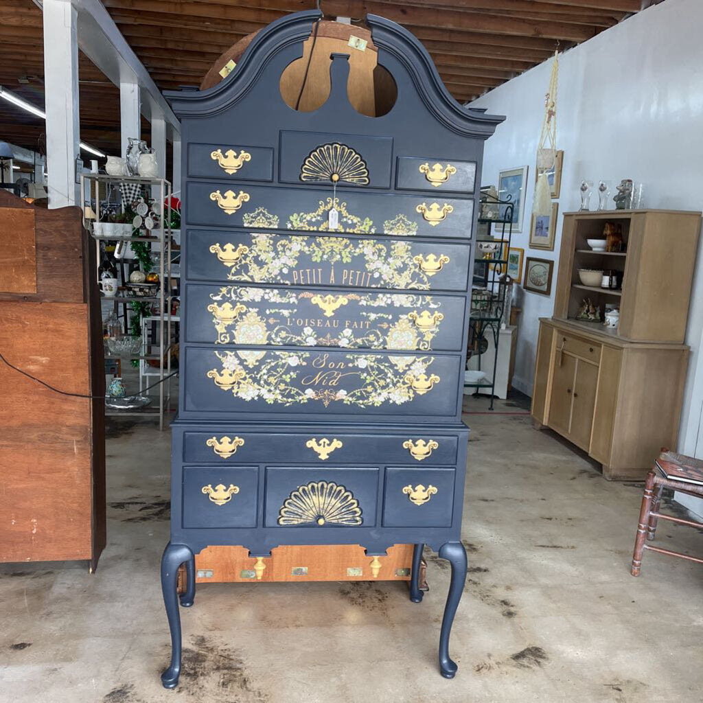 BLUE VICTORIAN 11 DRAWER TALL BOY - PLEASE READ DESCRIPTION