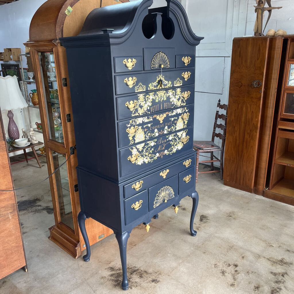 BLUE VICTORIAN 11 DRAWER TALL BOY - PLEASE READ DESCRIPTION