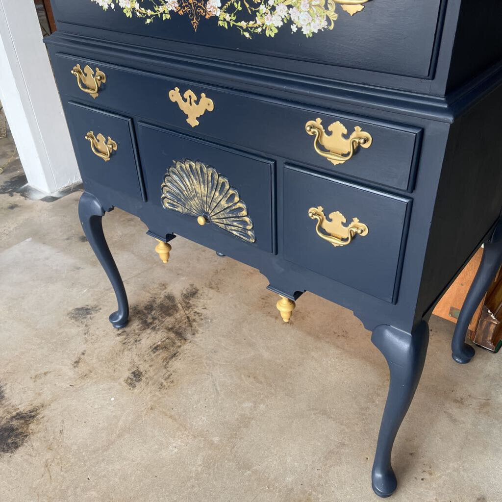 BLUE VICTORIAN 11 DRAWER TALL BOY - PLEASE READ DESCRIPTION