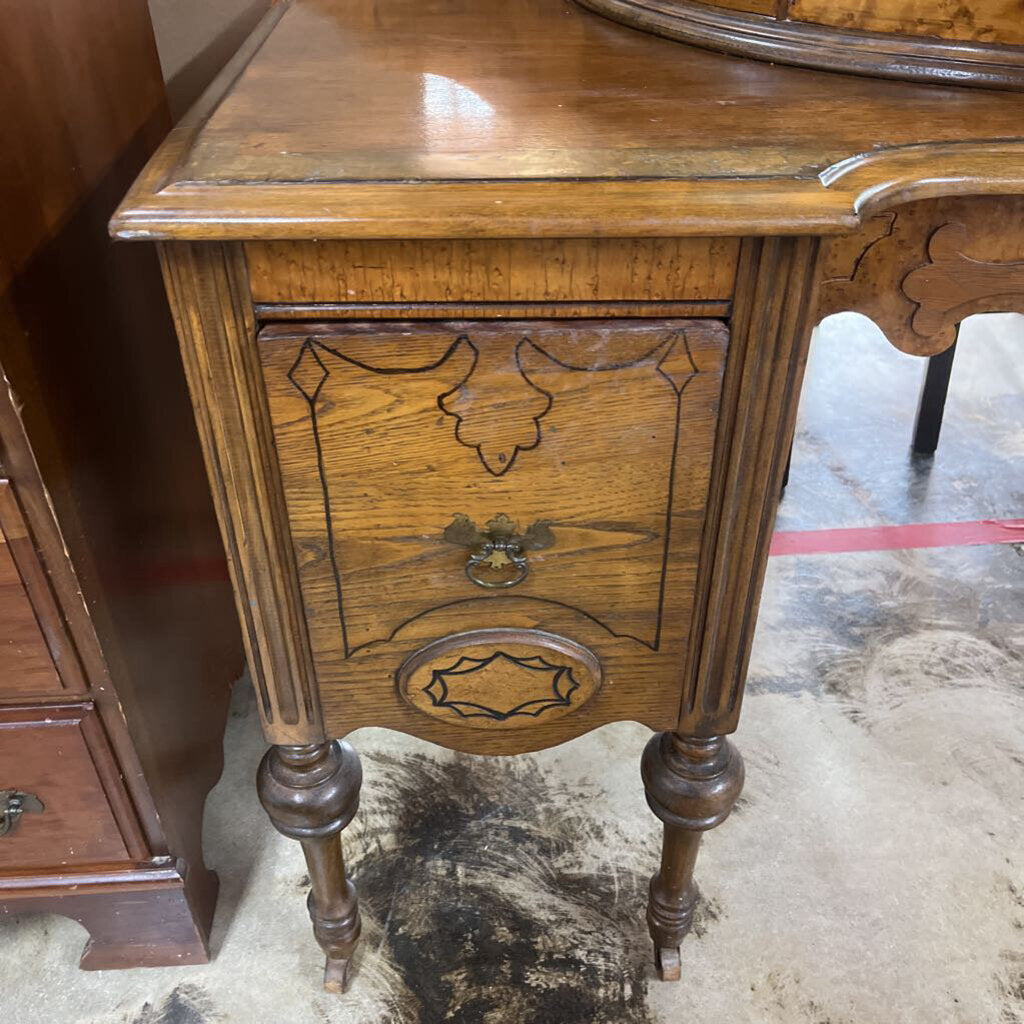 1930'S WOOD VANITY W/MIRROR