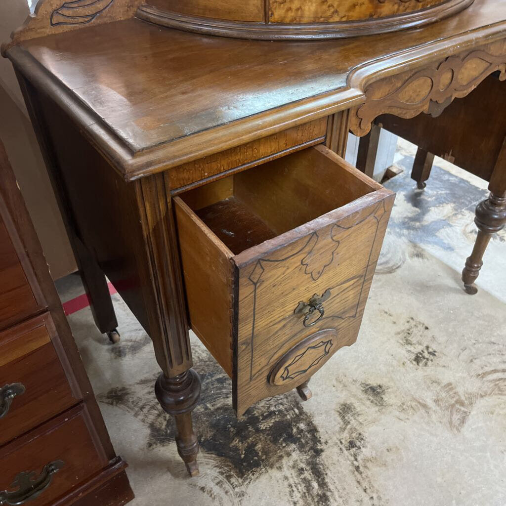 1930'S WOOD VANITY W/MIRROR