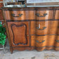 GLASS TOP FRENCH BOW FRENCH PROVINCIAL SIDEBOARD/DRESSER